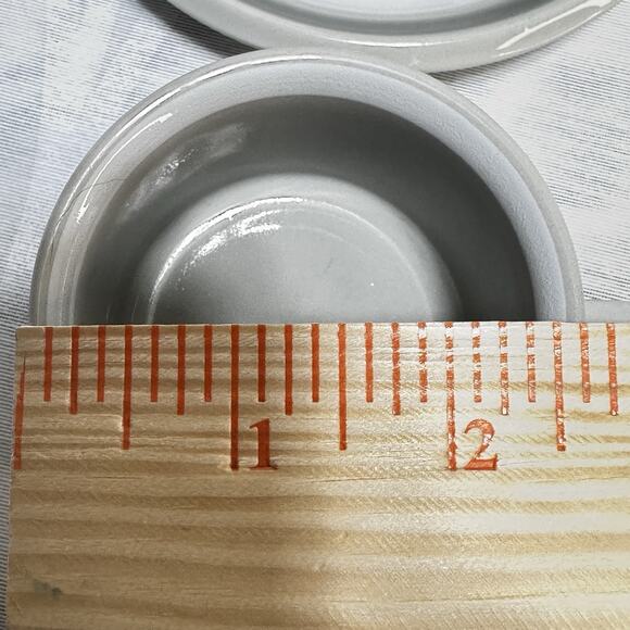 ARABIA OF FINLAND Salla Small Coffee Cup Saucer Gray Gray Tan White Stripe 4 oz. - Picture 5 of 6